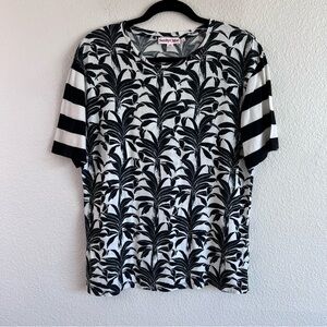 See by Chloe Women's White/Black Printed Striped Modal & Cotton T-Shirt